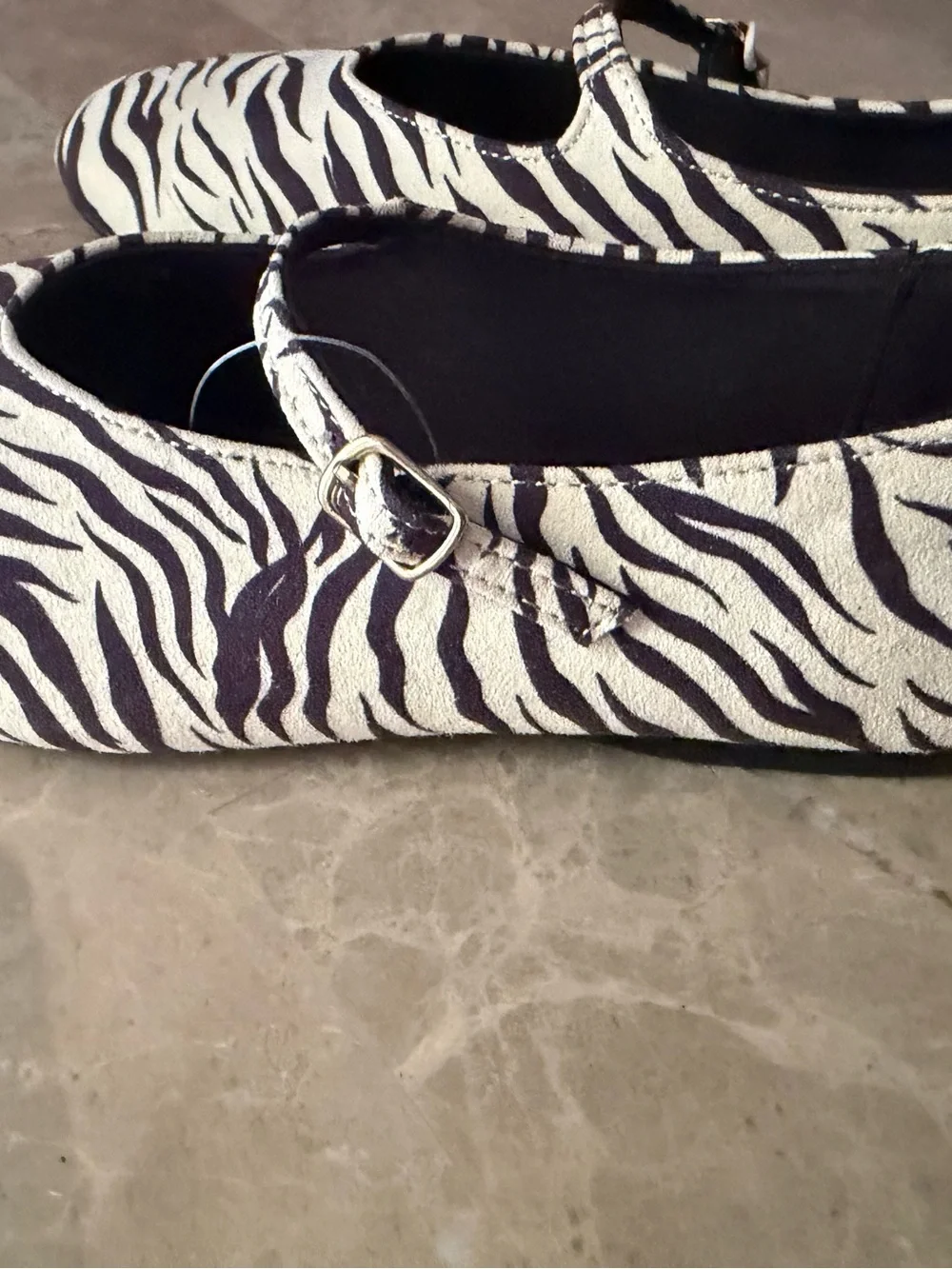 ZARA Girls Mary Jane zebra Buckled Ballet Flats NWT Sz 35